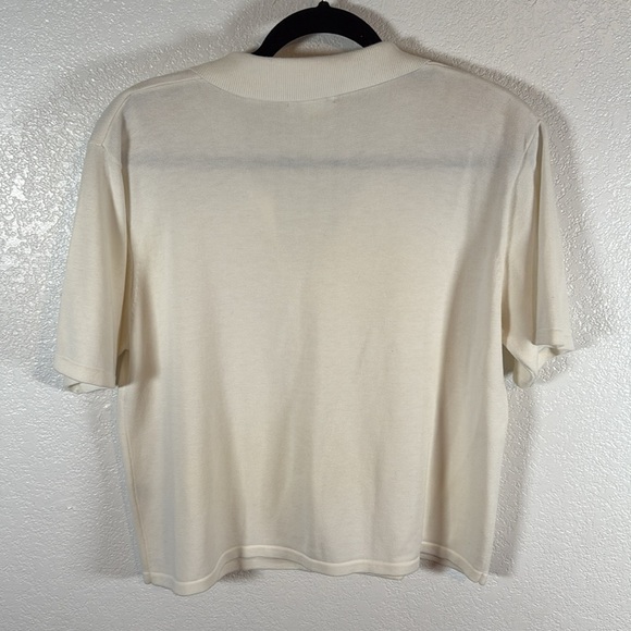 Christopher & Banks Vintage White Knit Button Down Collared Shirt Size XL - Picture 4 of 6